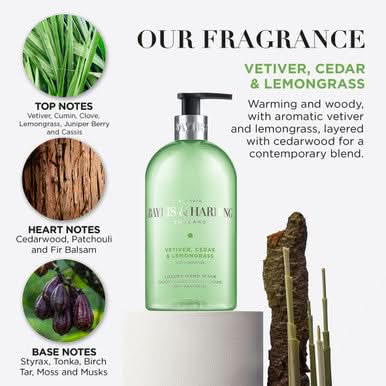 Baylis & Harding Vetiver, Cedar & Lemongrass Anti-Bacterial Hand Wash 500ml