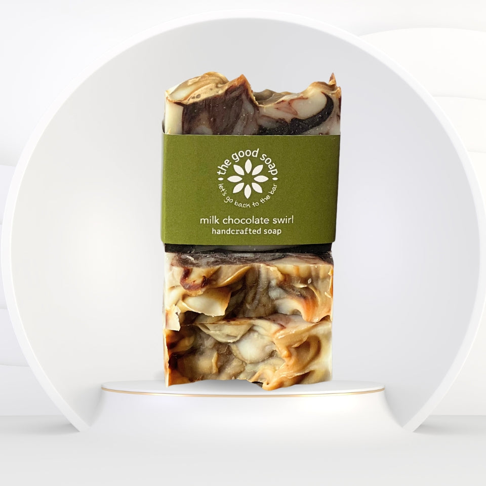 Milk Chocolate Swirl Soap Bar – Creamy Coconut Milk & Cocoa Butter Soap