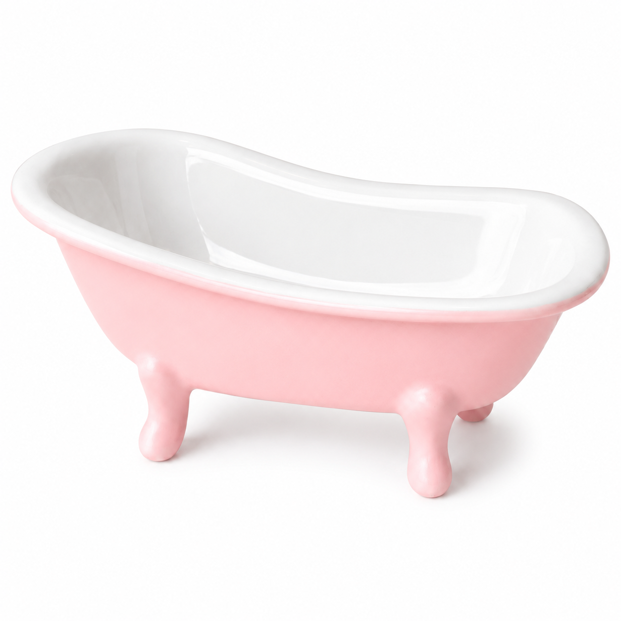 Pink Ceramic Clawfoot Bathtub Soap Dish