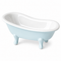Pastel Blue & White Ceramic Clawfoot Bathtub Soap Dish