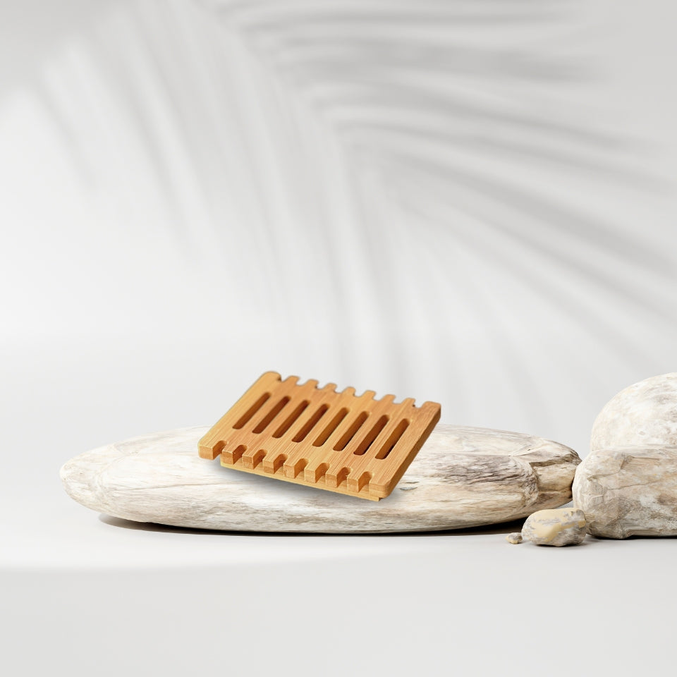 Hemu Wood Soap Dish, slat design