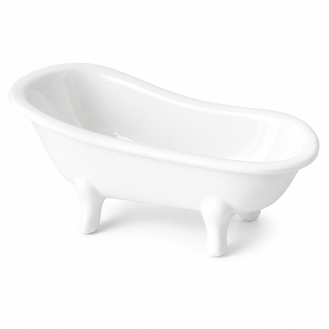 White Ceramic Clawfoot Bathtub Soap Dish